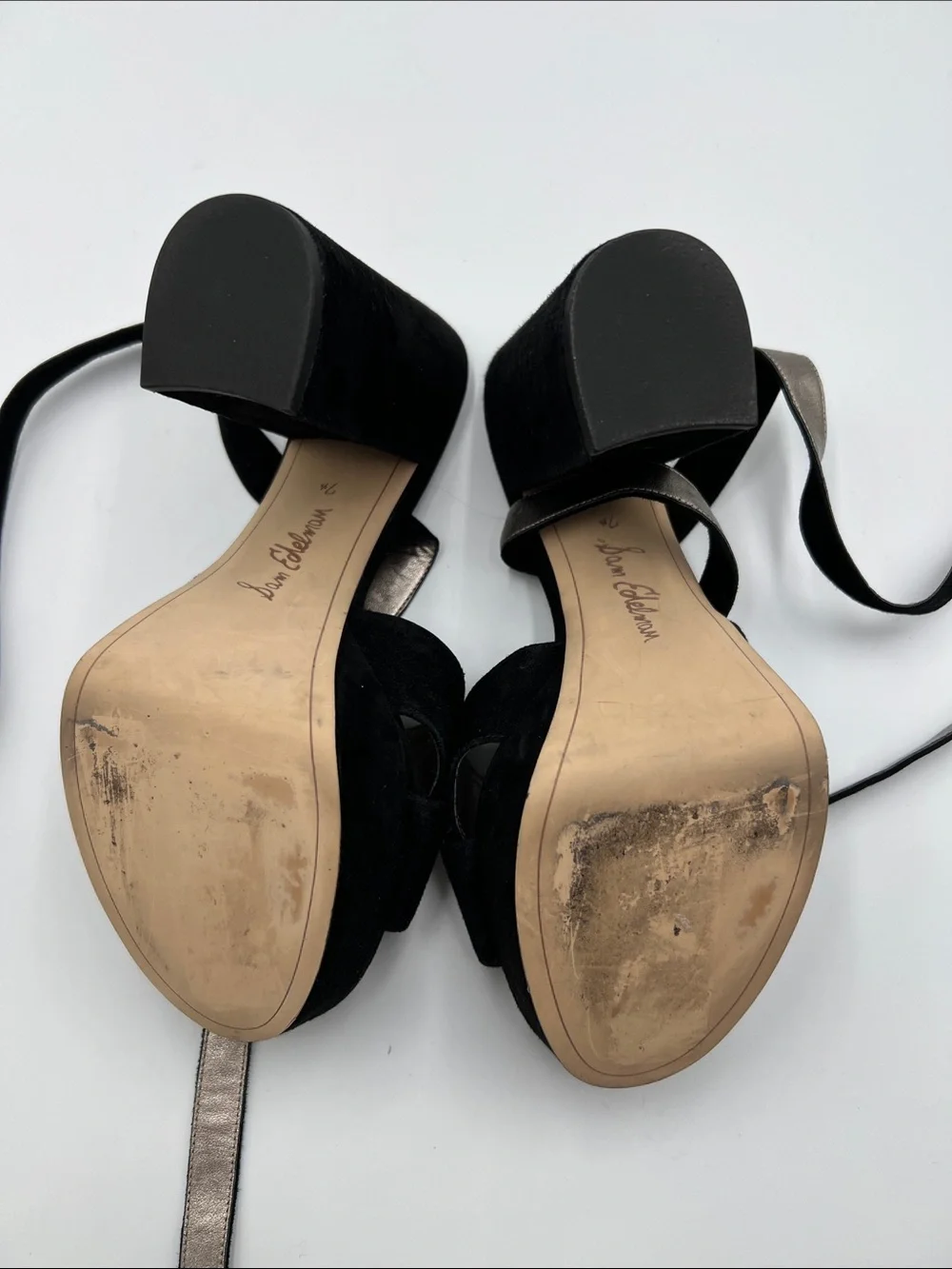 Sam Edelman Black Suede Platform Block Heel Sandals
